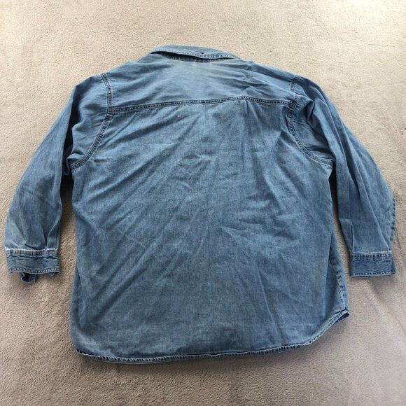 Vintage Pooh Womens Denim Shirt 22W/24W Blue Button Front Classic The Pooh Top - Picture 12 of 12